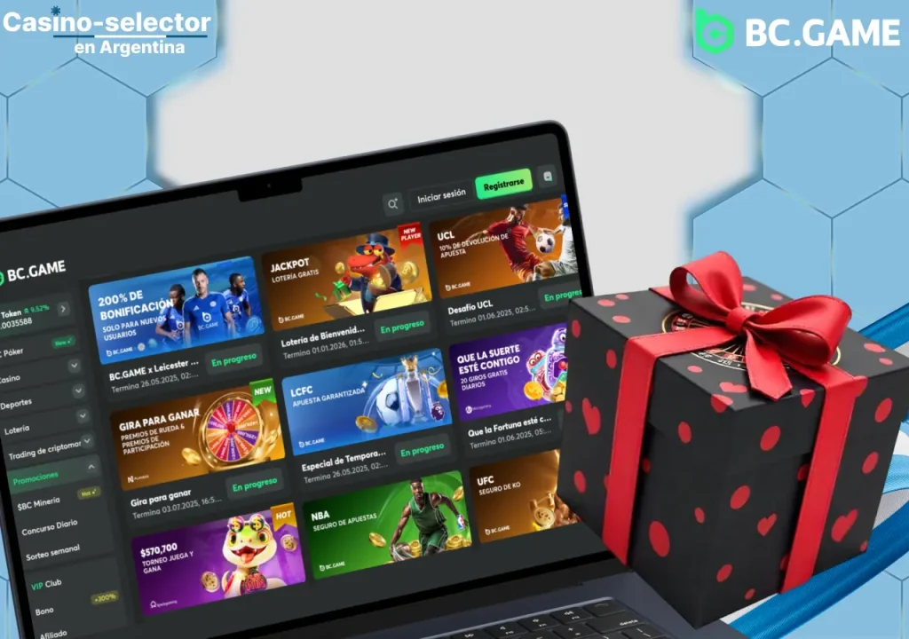 Ofertas de bonificación del casino, incluyendo criptobonos y paquetes de bienvenida.