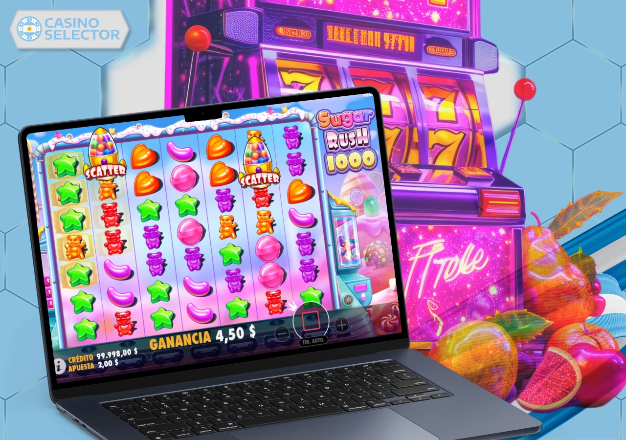 Slot colorido con mecánica en cascada y ritmo de juego elevado